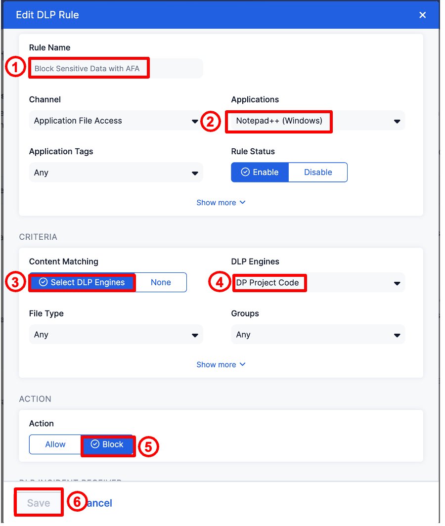 Application File Access DLP Rule configuration