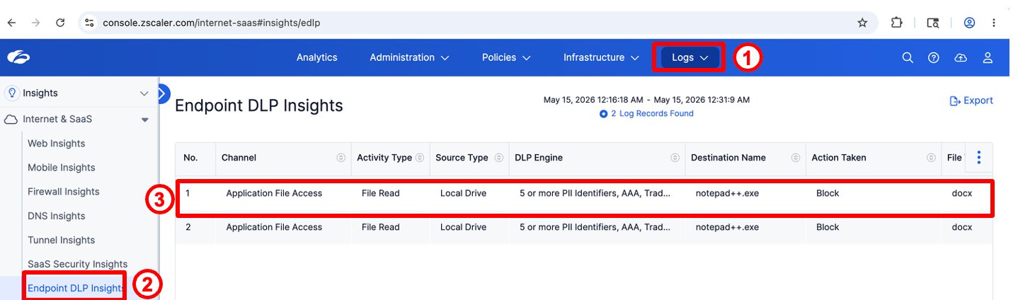 Endpoint DLP Insights โ Application File Access File Read block log