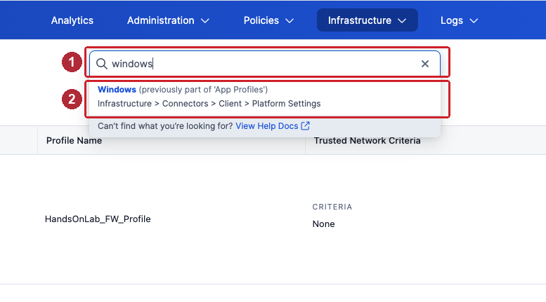 Search for windows and select Windows platform settings