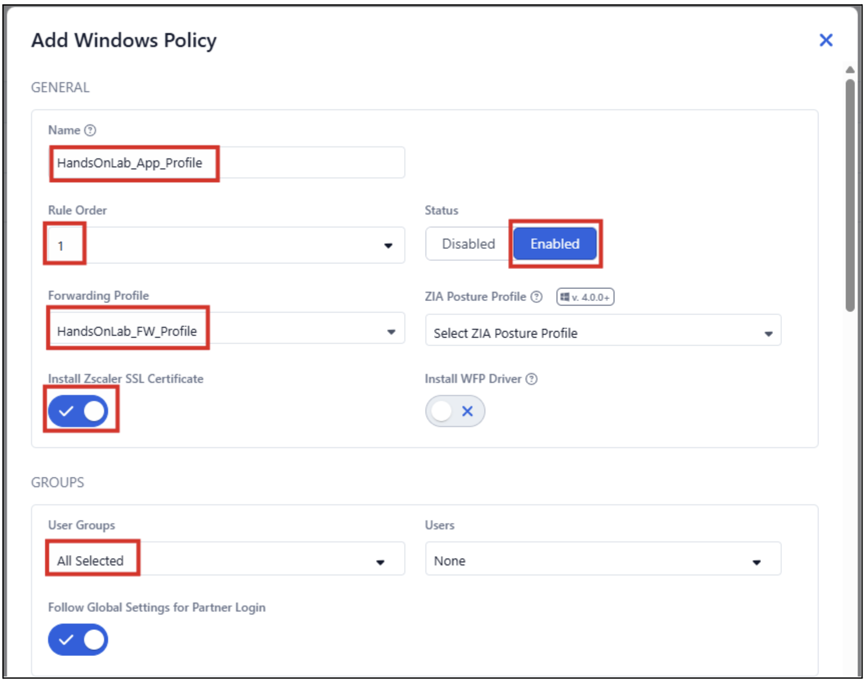 Add Windows App Policy configuration